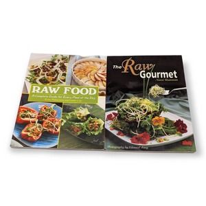 Raw Food Recipe Book Lot, Gourmet & Everyday Meals Cookbook (2 Paperback)